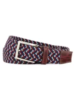 W. Kleinberg Men's Sport Stretch Belt With Crocodile-trim, Wine