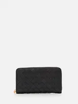 Bottega Veneta Leather Zip-around Wallet In Black