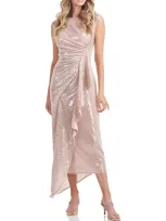 Kay Unger Womens Sequined Midi Cocktail And Party Dress In Pink