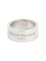 Maison Margiela Logo Engraved Ring In Silver