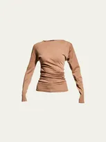 Giorgio Armani Wool Boat-neck Top In Brown