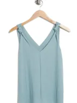 Bobeau Knot Strap Tank In Dusty Teal