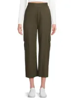 Bobeau Women's Side Slit Cargo Pants In Olive