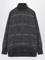 Brunello Cucinelli Dark Turtleneck Sweater In Grey