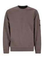 C.p. Company Fleece Crew-neck Sweatshirt With Diagonal Lenses In Purple