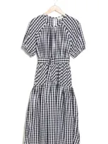 Donna Morgan For Maggy Gingham Belted Stretch Cotton Dress In Iguana