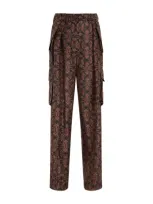 Dries Van Noten Silk Satin Straight Pants In Multicolor