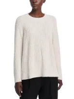 Eileen Fisher Cotton Cashmere Blend Crewneck Sweater In Bone