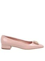 Ferragamo Patent Leather Ballerina In Pink