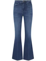 Frame Le Easy Flare Raw Fray Jeans In Blue