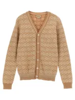 Gucci Kids' Logo Cardigan In Beige