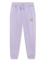 Kenzo Kids' Cotton Blend Jogging Trousers In Purple