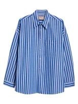 Marni Stripe Organic Cotton Poplin Button-up Shirt In Opal