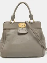 Miu Miu Leather Turnlock Frame Satchel In Grey