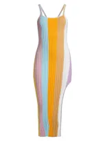 Pq Women's Piper Striped Slit Dress In Neutral