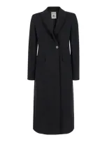 Semicouture Long Punto Milano Coat In Black