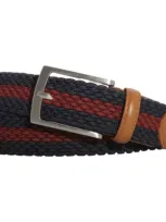 W.kleinberg Stripe Stretch Woven Belt In Red/blue