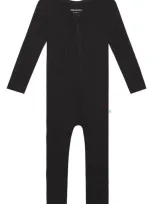 Posh Peanut Kids' Solid Fitted Convertible Footie Pajamas In Black