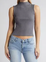 Bdg Urban Outfitters Grown On Rib Funnel Neck Tank In Smokey Blue