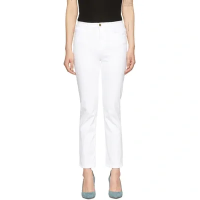 Frame Le Sylvie High-rise Straight Jeans In Blanc