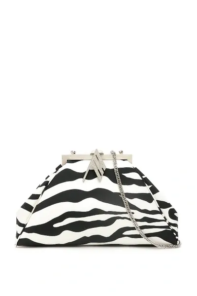 Attico Zebra Print Clutch In White,black