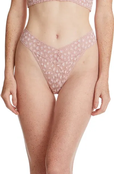 Hanky Panky Cross-dyed Leopard Original-rise Thong In Desert Rose White