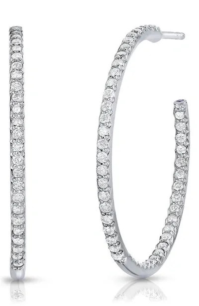 Roberto Coin 18k White Gold Large Micro Pave Diamond Hoop Earrings, 0.98 Ct. T. W.