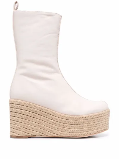 Paloma Barceló Nayla Leather Wedge Booties In White