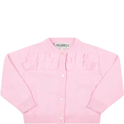 Simonetta Pink Cardigan For Baby Girl