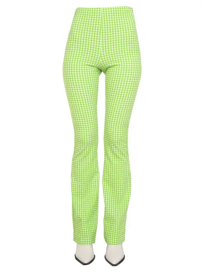 Msgm Pants With Plaid Pattern In Green