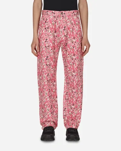 Paccbet Workwear Floral Pants In Pink