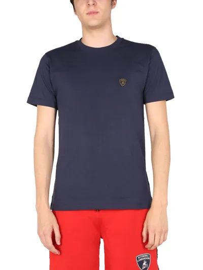 Automobili Lamborghini T-shirt With Logo Patch In Blue