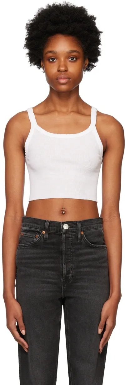 Re/done X Hanes Cropped Rib Tank In White