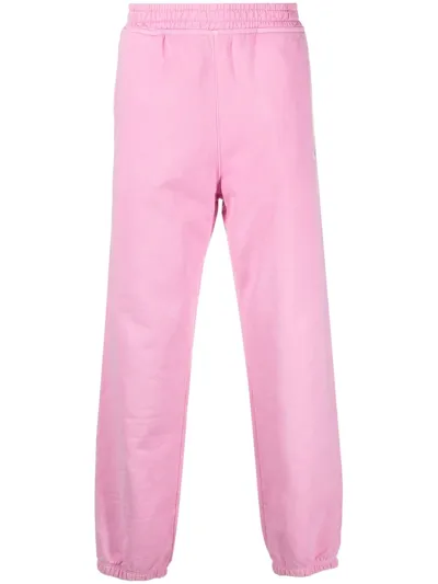 Stussy Embroidered-logo Cotton Joggers In Pink