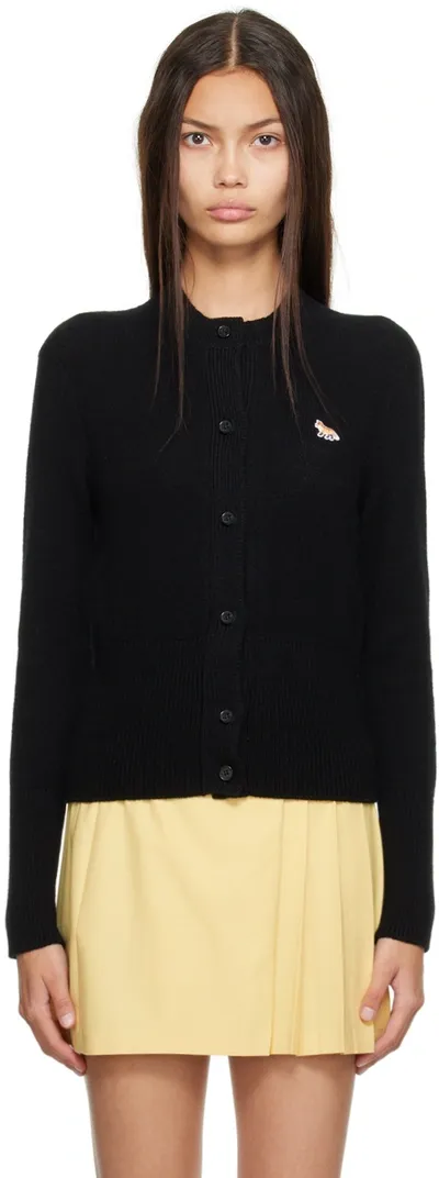 Maison Kitsuné Black Baby Fox Patch Cardigan In P199 Black