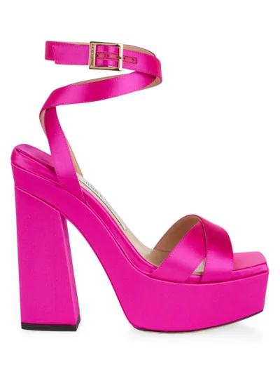 Jimmy Choo Gaia Silk Ankle-strap Platform Sandals In Fuchsia