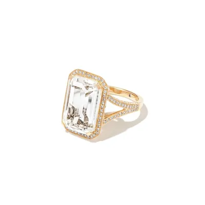 Shay 18k Yellow Gold Diamond Topaz Portrait Ring