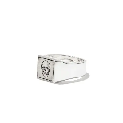 Pyrrha Sterling Silver Skull Square Signet Ring