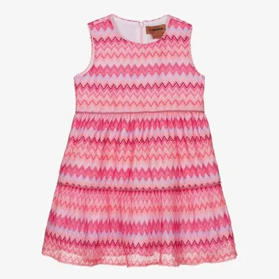 Missoni Babies' Girls Pink Zigzag Knit Dress