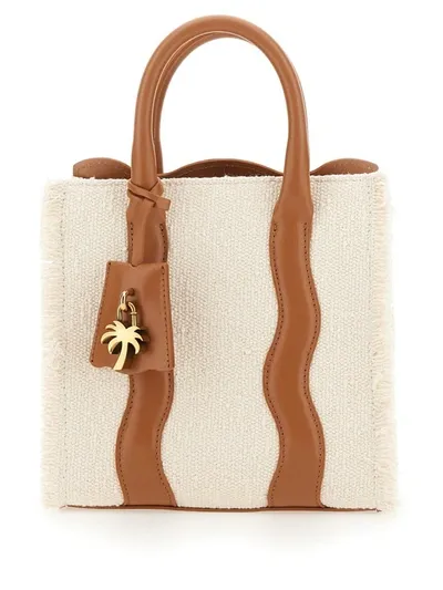 Palm Angels Palm Beach Canvas Tote Bag In White