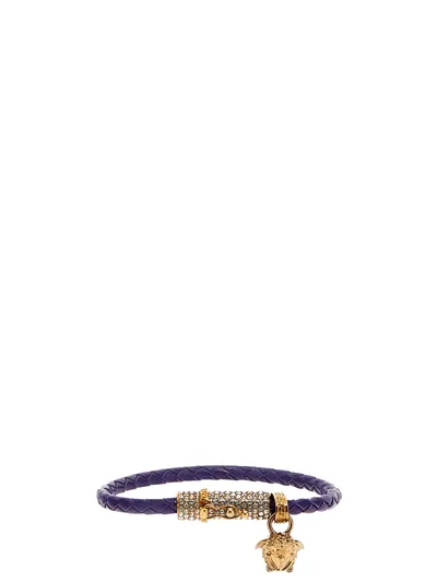 Versace Medusa-plaque Detail Bracelet In Purple