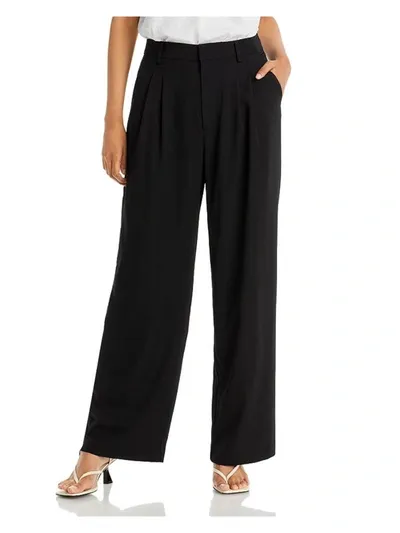 Wayf Womens Pleated Wide Leg Trouser Pants In Black