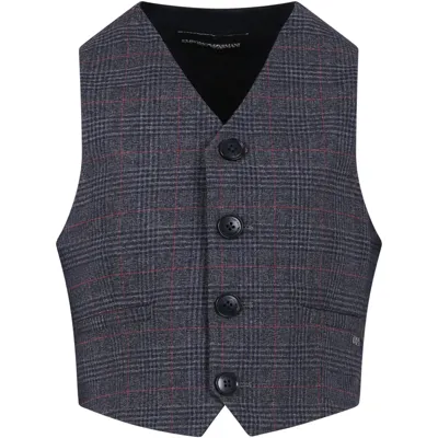 Armani Collezioni Kids' Grey Waistcoat Fro Boy With Eaglet