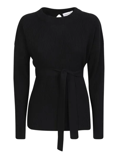 Fabiana Filippi Ribbed Pullover With Open Back In Black