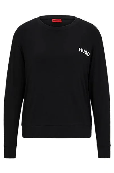 Hugo Relaxed-fit Pyjama Top With Contrast Logo In Black