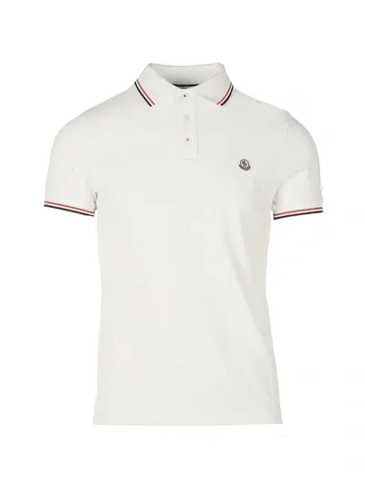 Moncler Polo Shirt With Striped Details In White