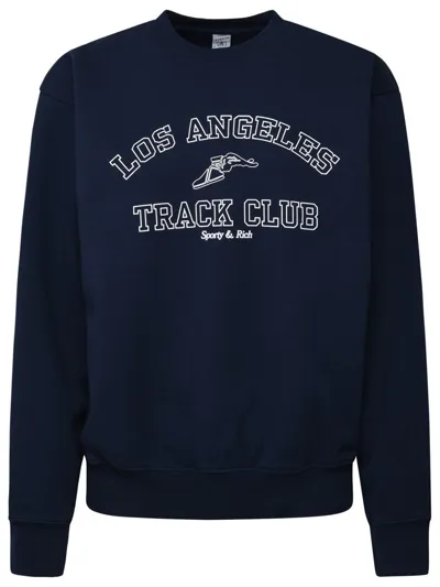 Sporty And Rich Blue Cotton Sweatshirt In Navy