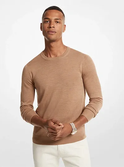 Michael Kors Merino Wool Sweater In Brown