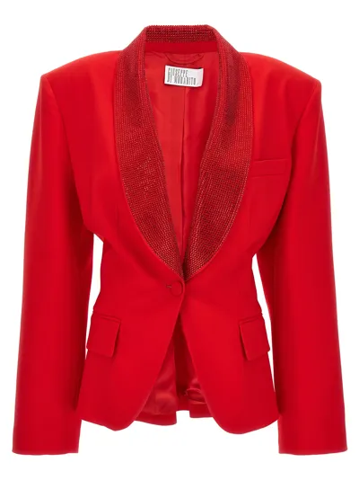 Giuseppe Di Morabito All Over Crystal Lapel Blazer In Red