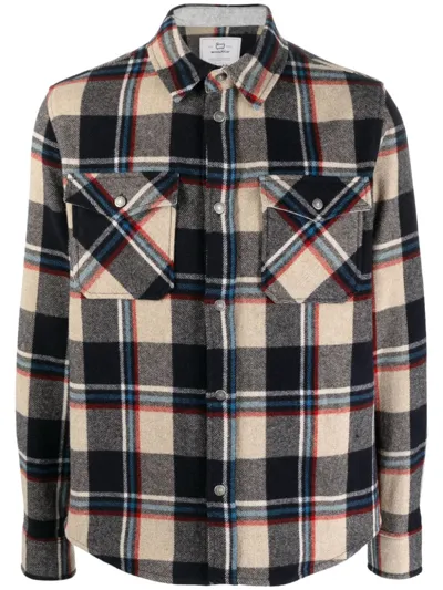 Woolrich Checked Long-sleeved Shirt In White